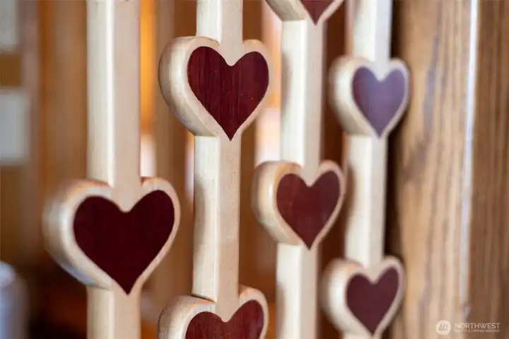 There are over 200 hearts in the house.  Will did this to show his love.