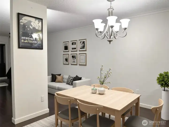 Virtually staged dining area