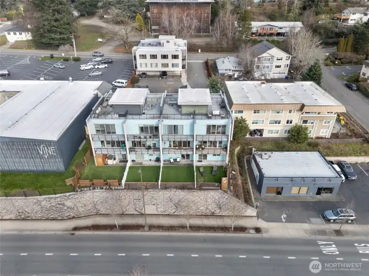 Aerial view of this 4 unit complex.
