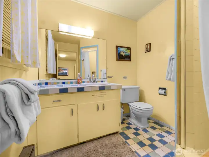 bathroom #3 (downstairs) off the mud room. mud/laundry room.