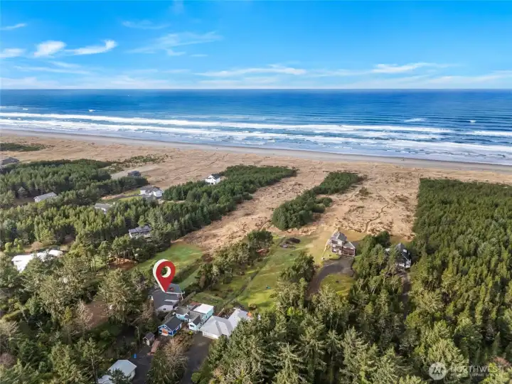 Ocean View home nestled in a private setting with a private, deeded path to the beach.