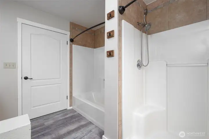 Primary Bath with Tub/Shower Combo plus walk in shower