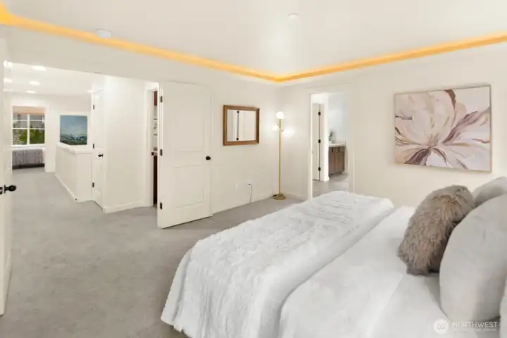 Primary Bedroom with Nook and Ceiling Lighting