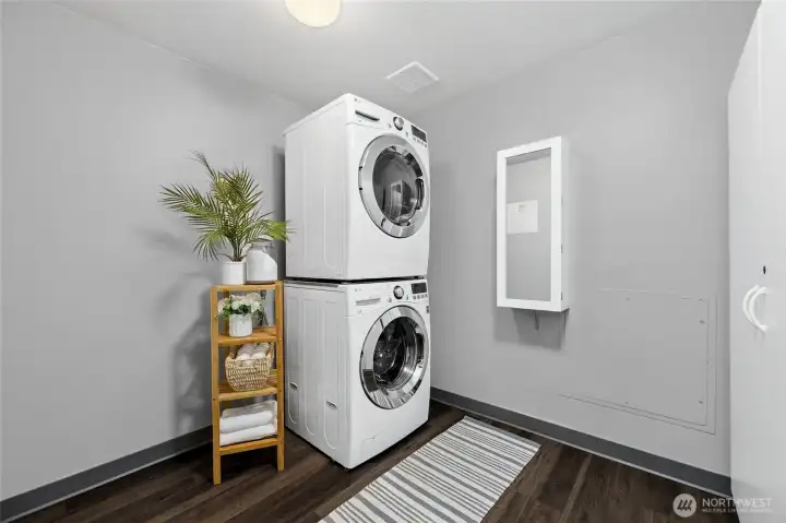 This floor plan has the largest laundry room in the building. You will actually love doing your laundry here!