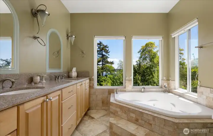 A luxurious bath. Take a soak while taking in the views!