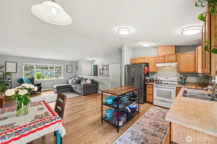 This angle showcases the flow of the home.