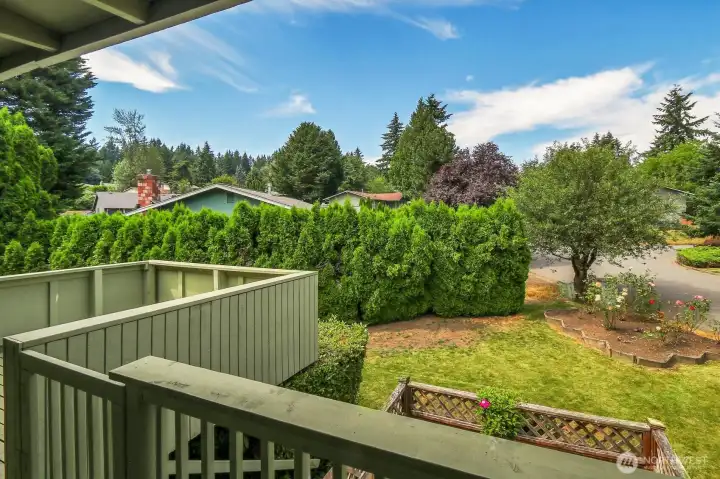 View of the yard from the upper deck. View of the yard from the upper deck.
