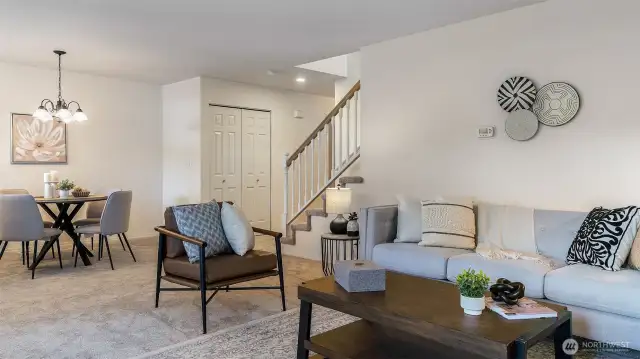 Huge living area flows into the dining area