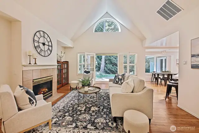 living room with propane fireplace