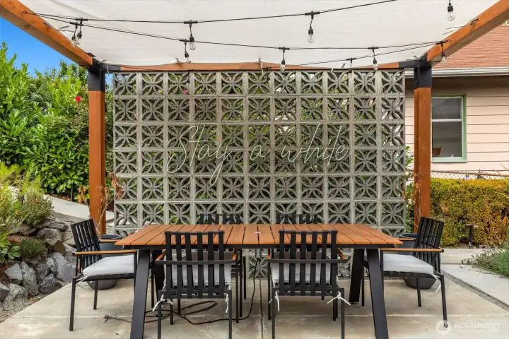 The coolest covered outdoor dining room to enjoy year round.