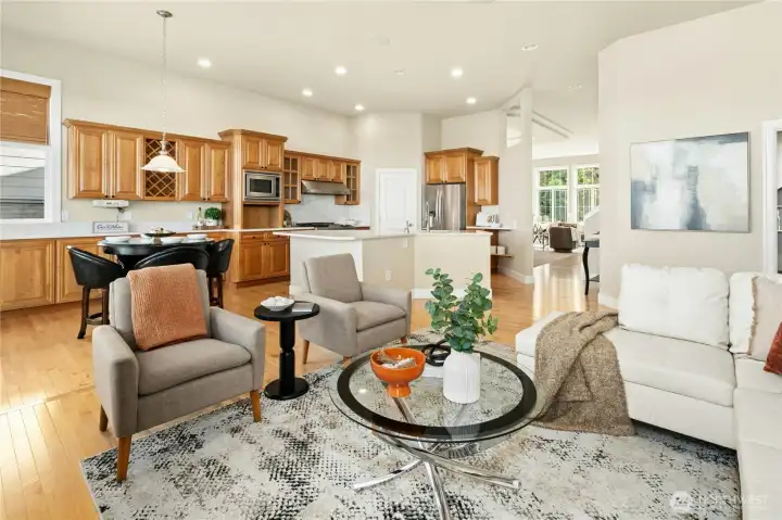 Large entertaining space is so thoughtful and bright & airy!