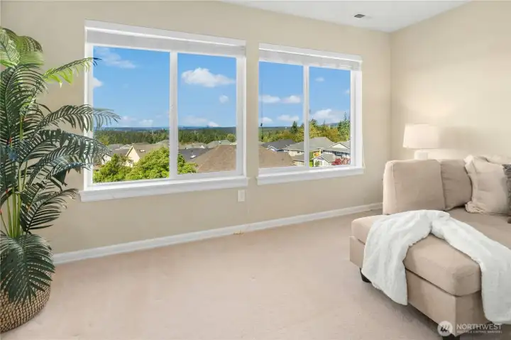 Big VIEWS from the Bonus Room upstairs are stunning!