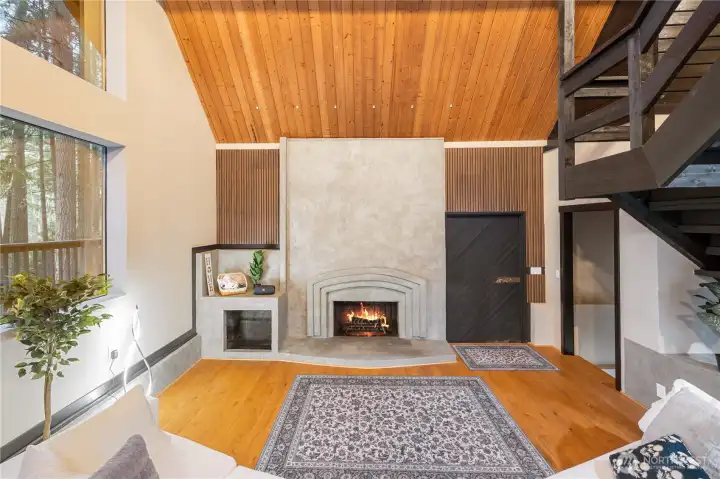 Warming wood burning fireplace