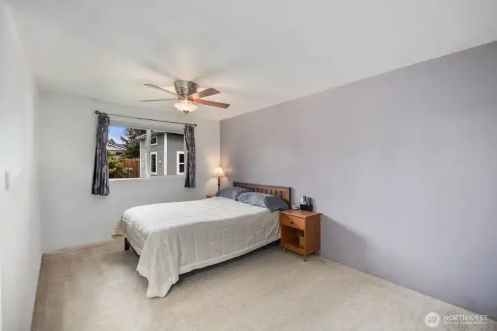 Primary with Fresh Paint and Ceiling Fan.