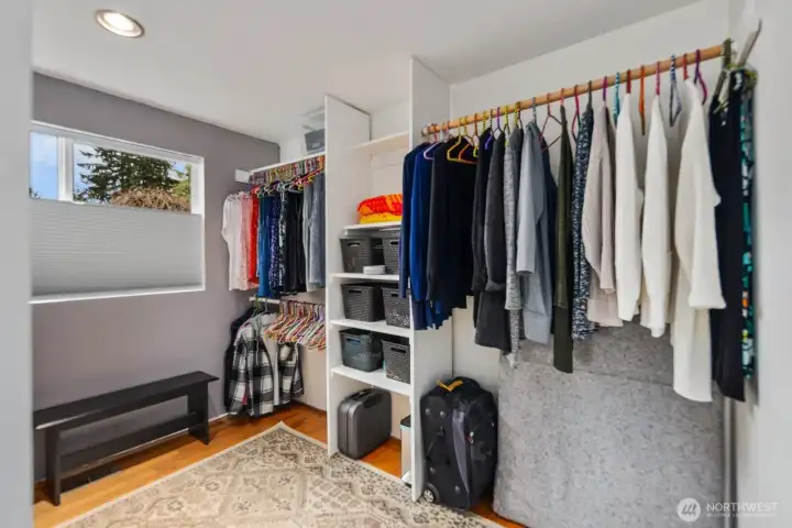 Large Primary Walk in Closet with Window for Extra Light.