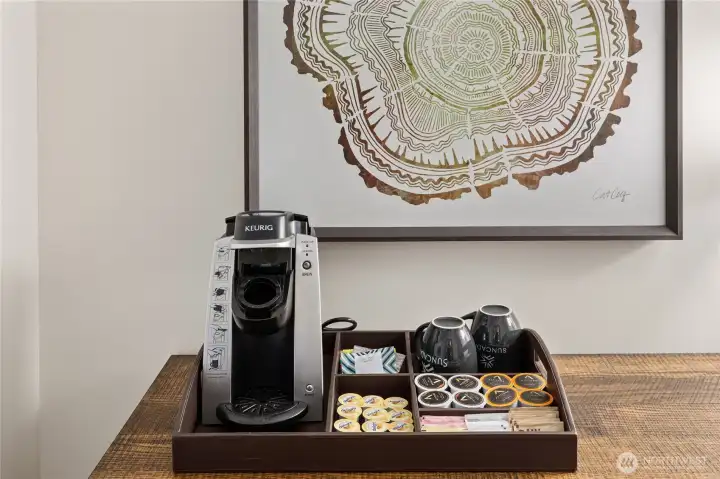 Convenient coffee bar just off the entry.