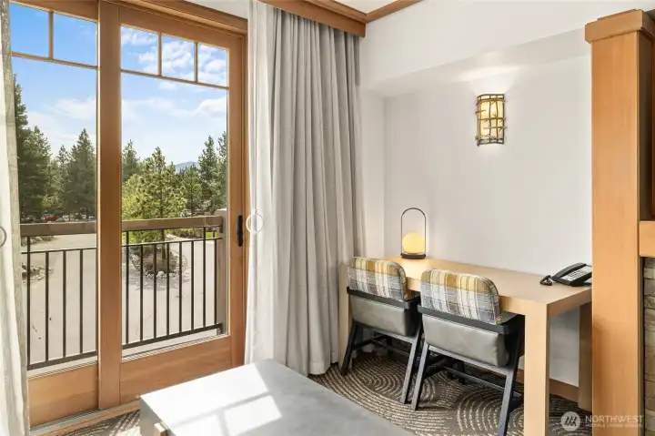 Flexible table space perfect for dining, work, or morning coffee.