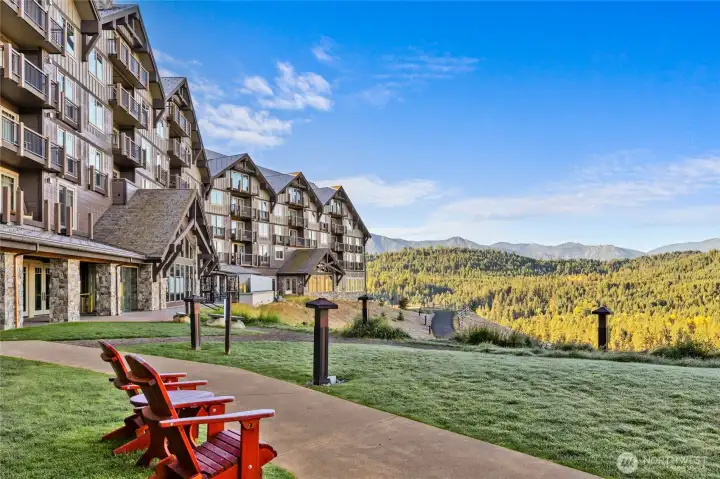 Well-maintained exterior with inviting pathways and gathering spaces.