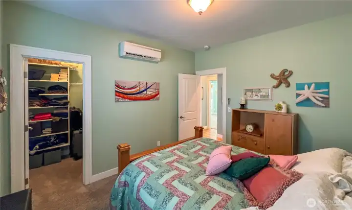 Second bedroom with walk in spacious closet with built ins.