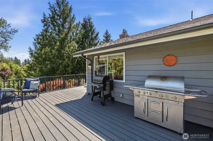 Outdoor entertaining space featuring spacious decking, backyard access, and plenty of room for hosting.
