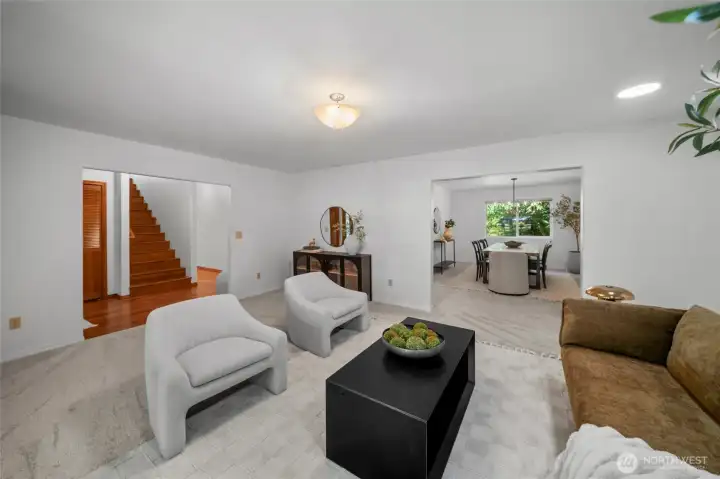 LIVING ROOM | This is such a perfect spot to enjoy visiting with guests or just escaping to the perfect quiet place to read a book. Notice how the rooms all feel connected yet separate.