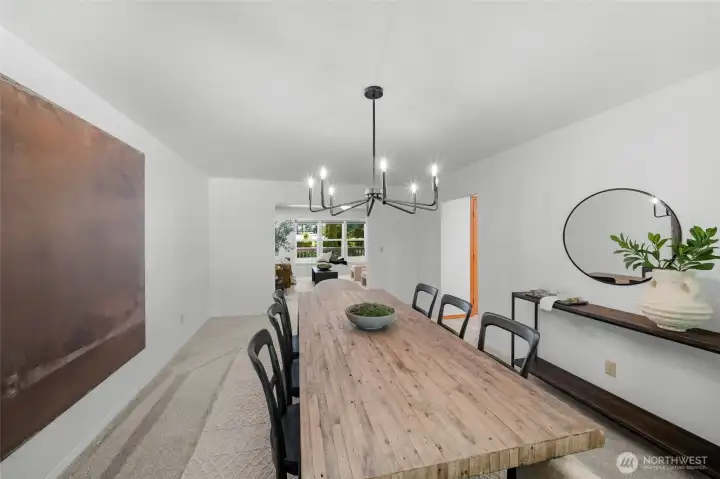 DINING ROOM VIEWPOINT | Here you're looking toward the front of the home through the living room.