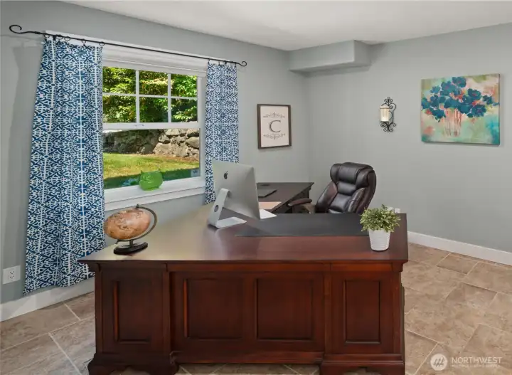 In addition to the four bedrooms, there’s a dedicated office with a window framing the greenery outside, giving you a bright, peaceful place to focus without sacrificing valuable bedroom space. In addition to the four bedrooms, there’s a dedicated office with a window framing the greenery outside, giving you a bright, peaceful place to focus without sacrificing valuable bedroom space.