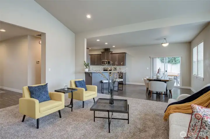 Bright, open layout connecting the living room to the kitchen and dining area for seamless entertaining.comfortable everyday living and effortless entertaining.