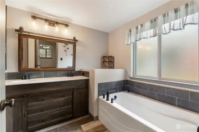 Enjoy a soak in this extra deep tub