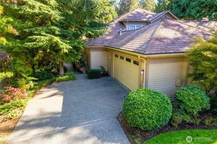 Spacious garage with elegant, new epoxy floors