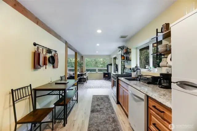 Galley Style Kitchen with Dining space.