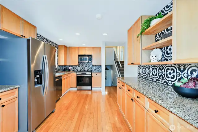 Kitchen with eating area and lots of storage.