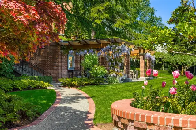Mature gardens finish this truly serene Seattle backyard.