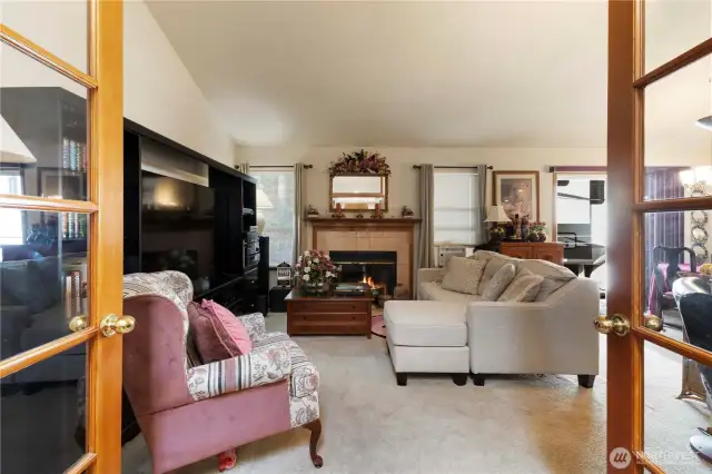 Double french glass doors to family room