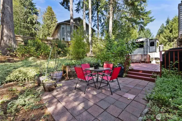Patio area off back deck - perfect for firepit and relaxing mornings