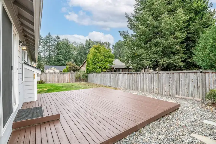 Deck off of eating area.