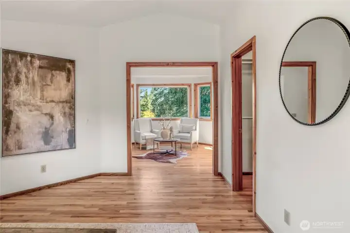 View of sitting room on the left. Notice all the green?