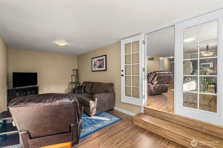 Quiet room with French doors