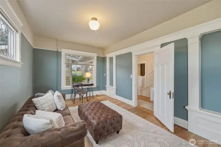 Classic South Hill living space featuring original millwork and timeless architectural character.