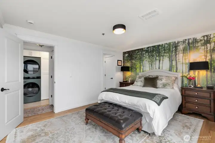 Private ensuite bathroom and additional storage place off primary bedroom.