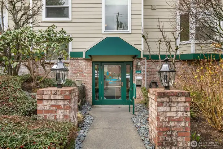 Enter through doorway of Building B on 7th Ave.