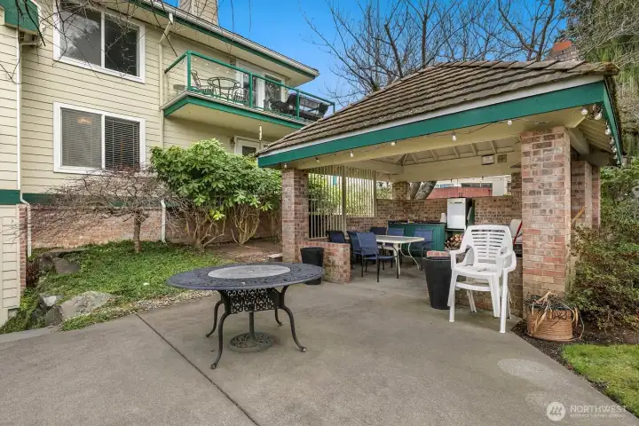 In the summer, residents gather at the club house to visit and cook outdoors.