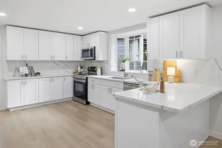 Bar provides front row seating for guests who like to banter with the chef during meal prep.