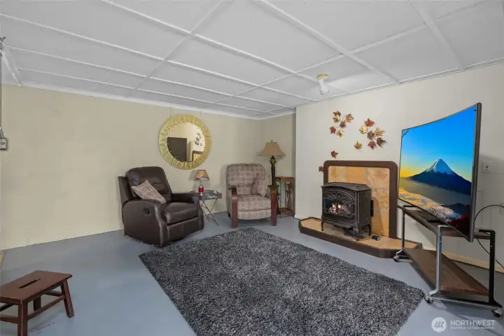 Gas fireplace down here too.