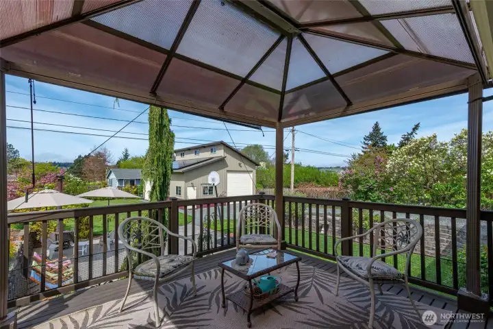 Back upstairs, this is the covered deck off of the dining room.