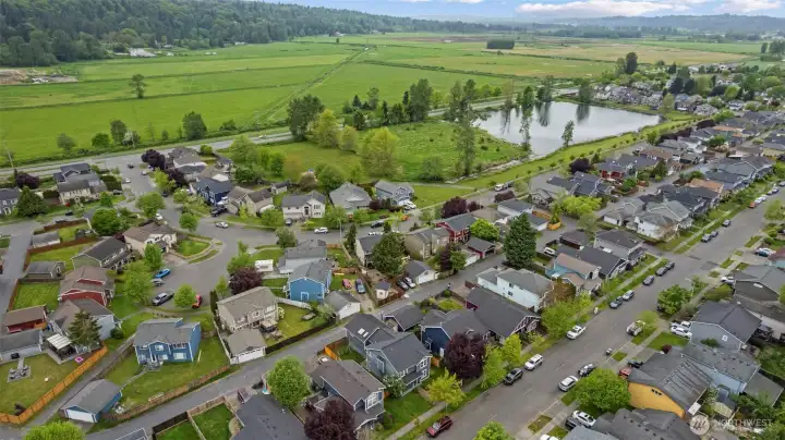 Aerial shot of Lord's Lake
