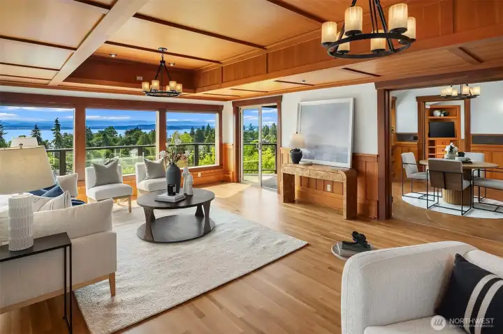 The oak hardwoods were just refinished offering a contrast to the freshly painted interior. The oak hardwoods were just refinished offering a contrast to the freshly painted interior.