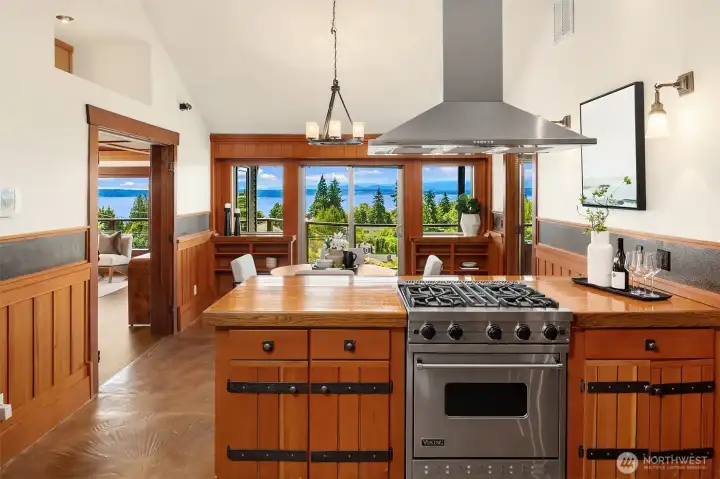 The view is pretty great as you're cooking on your Viking gas range. The view is pretty great as you're cooking on your Viking gas range.