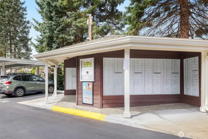 Community Mail boxes really close to assigned parking spot.