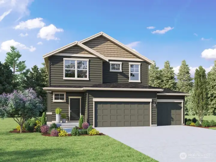 Welcome Home to the Hawthorne plan with 3 car garage. Relax on the front patio with your favorite beverage and invite friends and family into your home from a comfortable covered space.